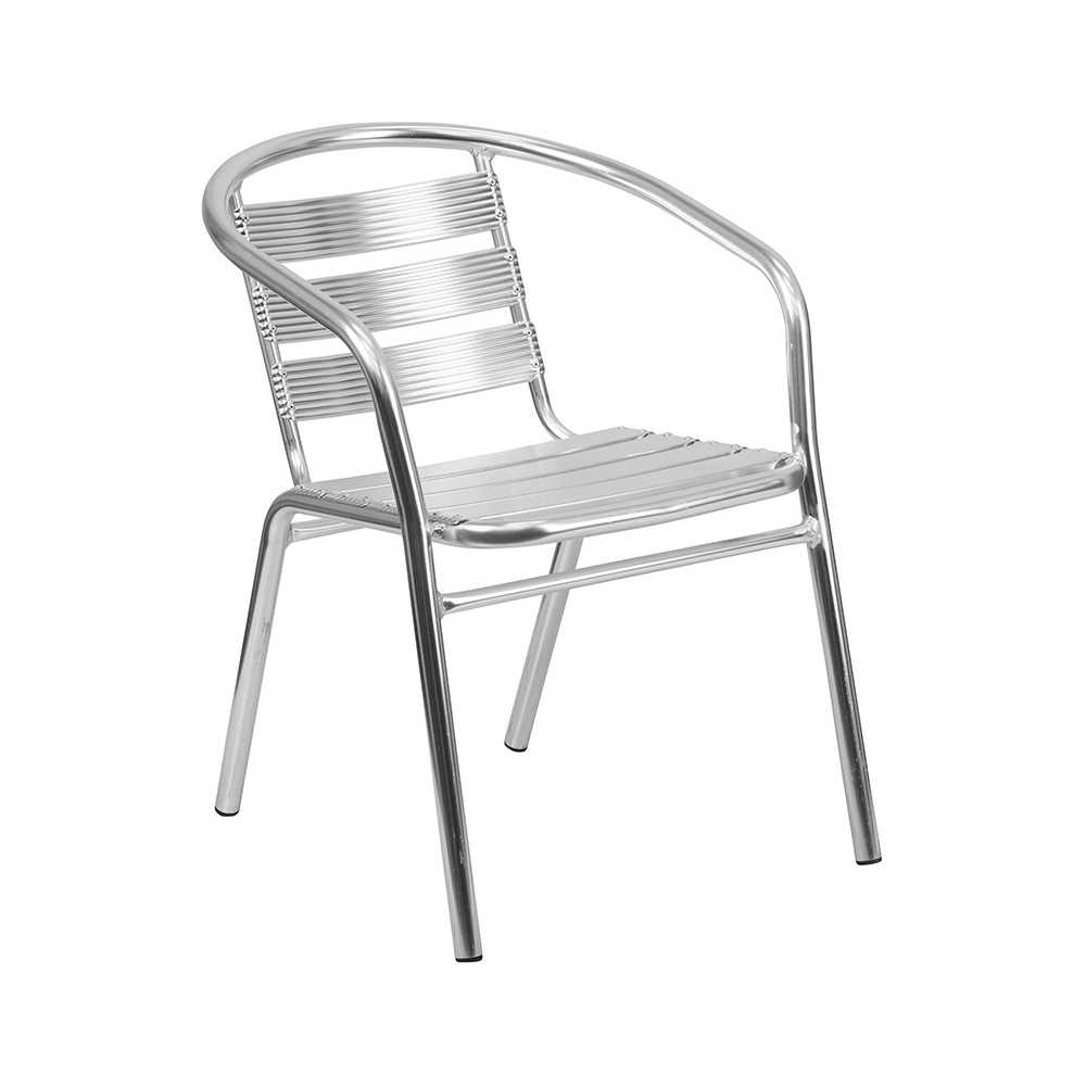 Heavy Duty Commercial Aluminum Indoor-Outdoor Restaurant Stack Chair with Triple Slat Back