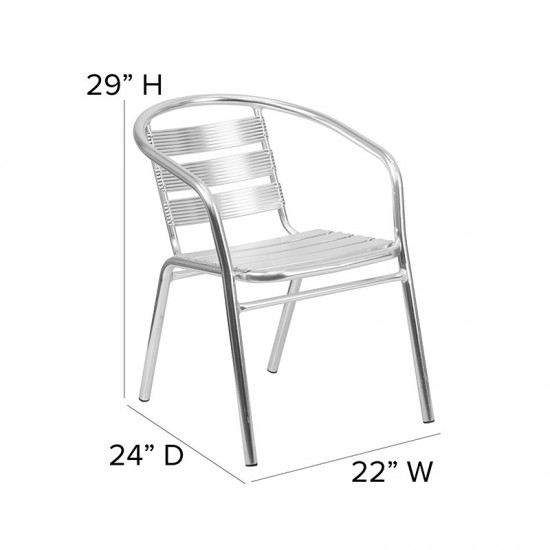 Heavy Duty Commercial Aluminum Indoor-Outdoor Restaurant Stack Chair with Triple Slat Back