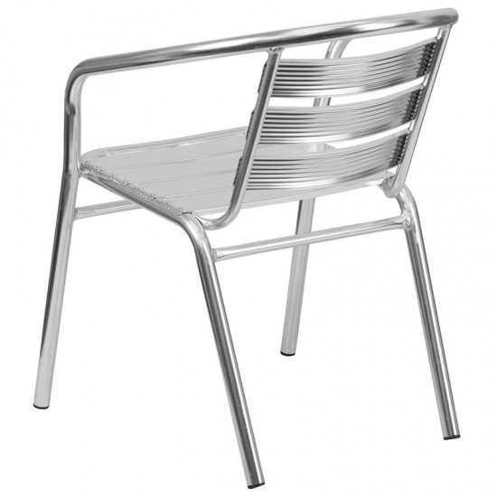 Heavy Duty Commercial Aluminum Indoor-Outdoor Restaurant Stack Chair with Triple Slat Back
