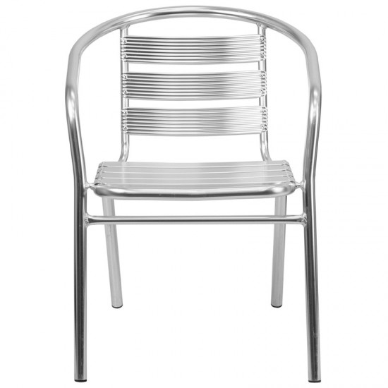 Heavy Duty Commercial Aluminum Indoor-Outdoor Restaurant Stack Chair with Triple Slat Back