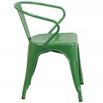 Commercial Grade Green Metal Indoor-Outdoor Chair with Arms