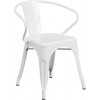 Commercial Grade White Metal Indoor-Outdoor Chair with Arms