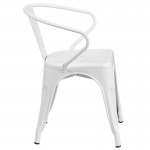 Commercial Grade White Metal Indoor-Outdoor Chair with Arms