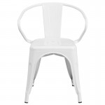 Commercial Grade White Metal Indoor-Outdoor Chair with Arms