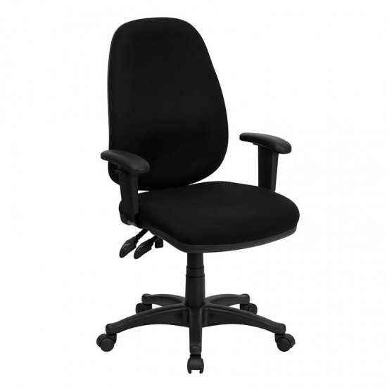 High Back Black Fabric Executive Swivel Ergonomic Office Chair with Adjustable Arms