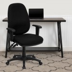 High Back Black Fabric Executive Swivel Ergonomic Office Chair with Adjustable Arms