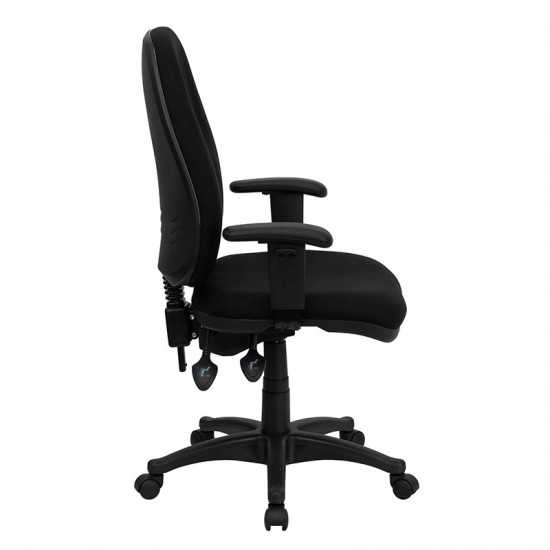 High Back Black Fabric Executive Swivel Ergonomic Office Chair with Adjustable Arms