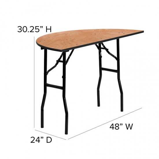 4-Foot Half-Round Wood Folding Banquet Table