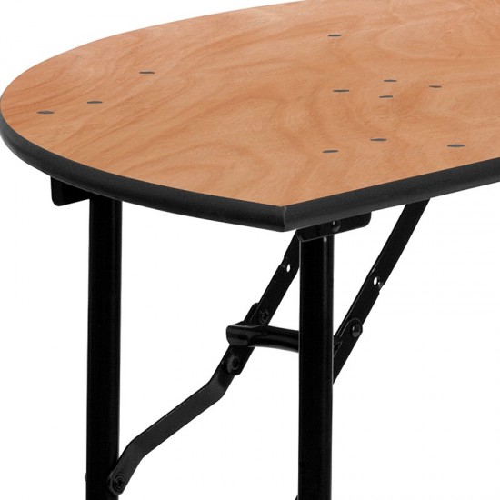 4-Foot Half-Round Wood Folding Banquet Table