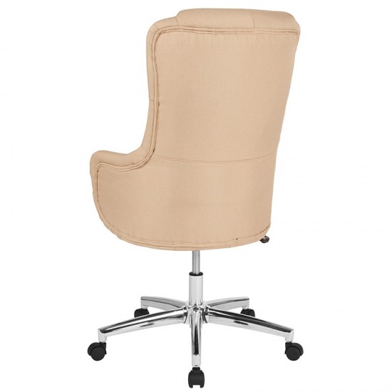 Chambord Home and Office Upholstered High Back Chair in Beige Fabric