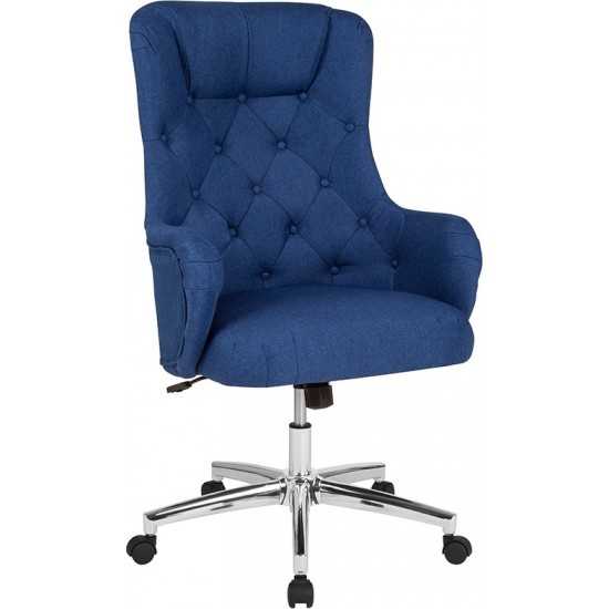 Chambord Home and Office Upholstered High Back Chair in Blue Fabric