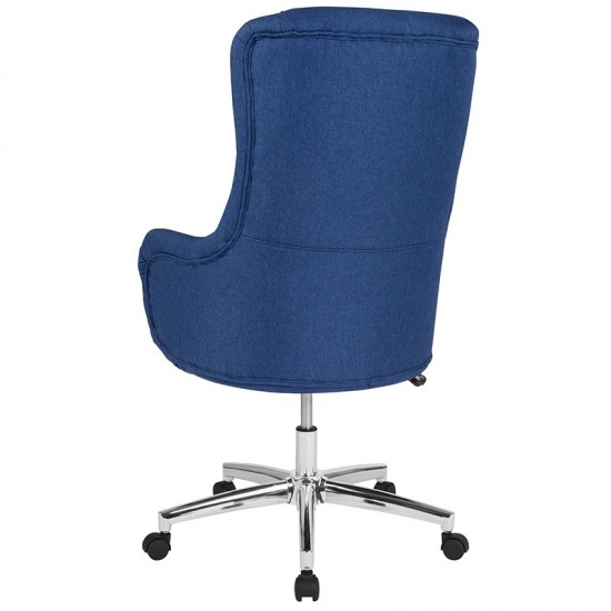 Chambord Home and Office Upholstered High Back Chair in Blue Fabric