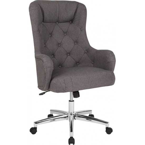 Chambord Home and Office Upholstered High Back Chair in Dark Gray Fabric