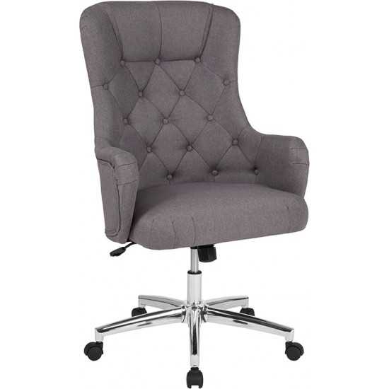 Chambord Home and Office Upholstered High Back Chair in Light Gray Fabric