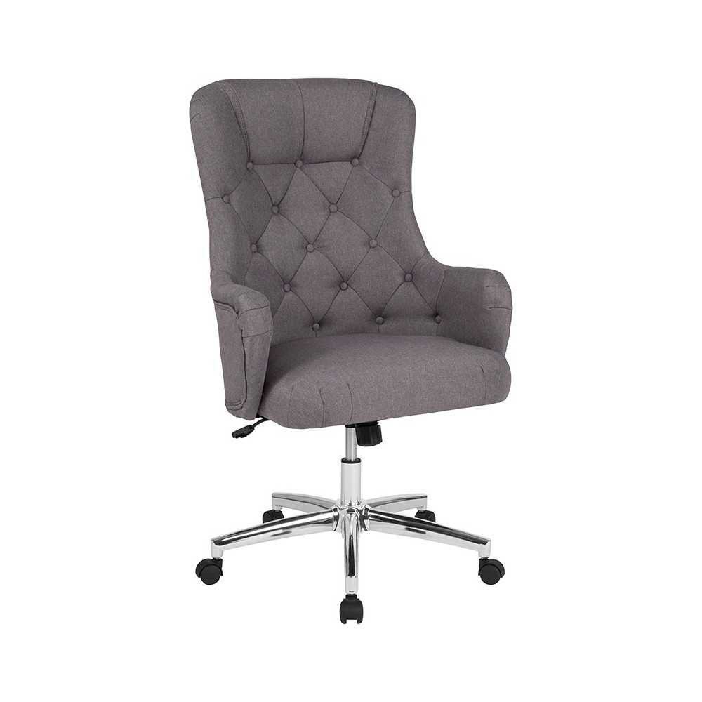 Chambord Home and Office Upholstered High Back Chair in Light Gray Fabric