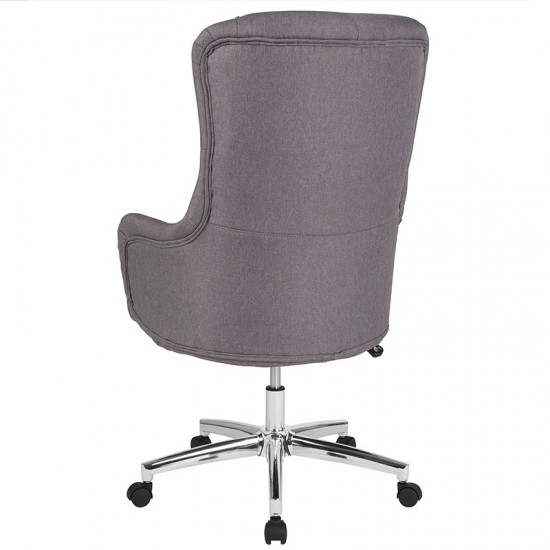 Chambord Home and Office Upholstered High Back Chair in Light Gray Fabric