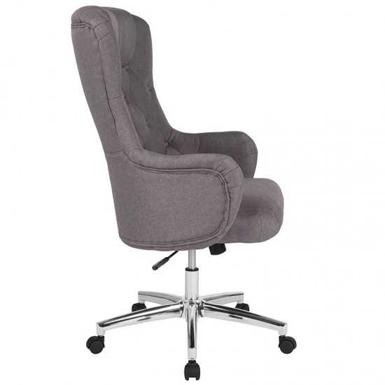 Chambord Home and Office Upholstered High Back Chair in Light Gray Fabric