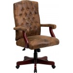 Bomber Brown Classic Executive Swivel Office Chair with Arms