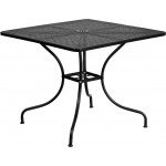 Commercial Grade 35.5" Square Black Indoor-Outdoor Steel Patio Table