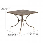 Commercial Grade 35.5" Square Gold Indoor-Outdoor Steel Patio Table