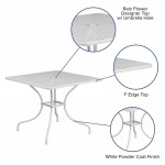 Commercial Grade 35.5" Square White Indoor-Outdoor Steel Patio Table