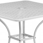 Commercial Grade 35.5" Square White Indoor-Outdoor Steel Patio Table