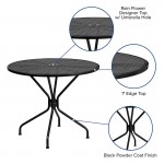 Commercial Grade 35.25" Round Black Indoor-Outdoor Steel Patio Table