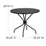 Commercial Grade 35.25" Round Black Indoor-Outdoor Steel Patio Table