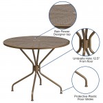 Commercial Grade 35.25" Round Gold Indoor-Outdoor Steel Patio Table