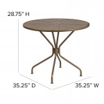 Commercial Grade 35.25" Round Gold Indoor-Outdoor Steel Patio Table