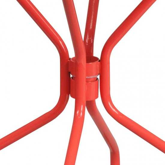 Commercial Grade 35.25" Round Coral Indoor-Outdoor Steel Patio Table