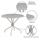 Commercial Grade 35.25" Round Light Gray Indoor-Outdoor Steel Patio Table