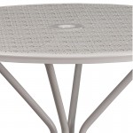 Commercial Grade 35.25" Round Light Gray Indoor-Outdoor Steel Patio Table