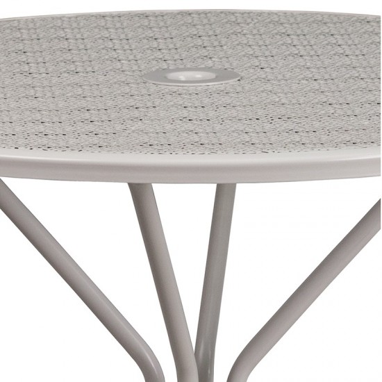Commercial Grade 35.25" Round Light Gray Indoor-Outdoor Steel Patio Table