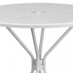 Commercial Grade 35.25" Round White Indoor-Outdoor Steel Patio Table