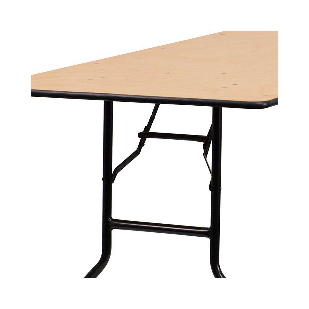 8Foot Rectangular Wood Folding Banquet Table with Clear Coated