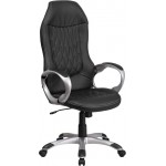 High Back Black Vinyl Executive Swivel Office Chair with Arms