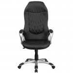 High Back Black Vinyl Executive Swivel Office Chair with Arms