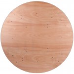 5.5-Foot Round Wood Folding Banquet Table with Clear Coated Finished Top