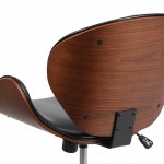 Mid-Back Walnut Wood Conference Office Chair in Black LeatherSoft