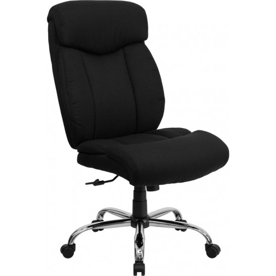 Big & Tall 400 lb. Rated Black Fabric Executive Ergonomic Office Chair and Chrome Base