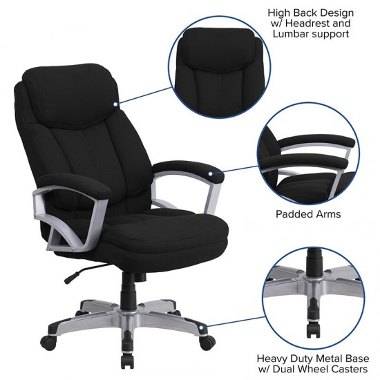 Big & Tall 500 lb. Rated Black Fabric Executive Swivel Ergonomic Office Chair with Arms