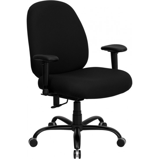 Big & Tall 400 lb. Rated Black Fabric Executive Ergonomic Office Chair with Adjustable Back and Arms