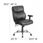 Big & Tall 400 lb. Rated Black LeatherSoft Ergonomic Task Office Chair with Clean Line Stitching and Arms