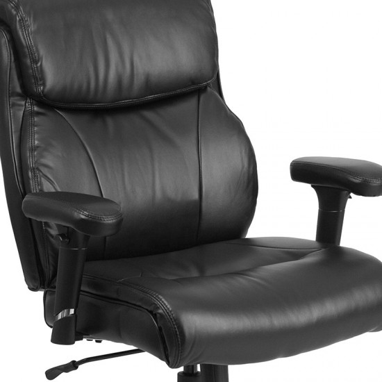 Big & Tall 400 lb. Rated Black LeatherSoft Ergonomic Task Office Chair with Clean Line Stitching and Arms