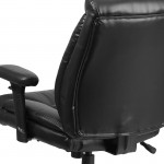 Big & Tall 400 lb. Rated Black LeatherSoft Deep Tufted Ergonomic Task Office Chair with Adjustable Arms