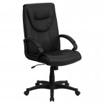 High Back Black Leather Executive Swivel Office Chair with Arms