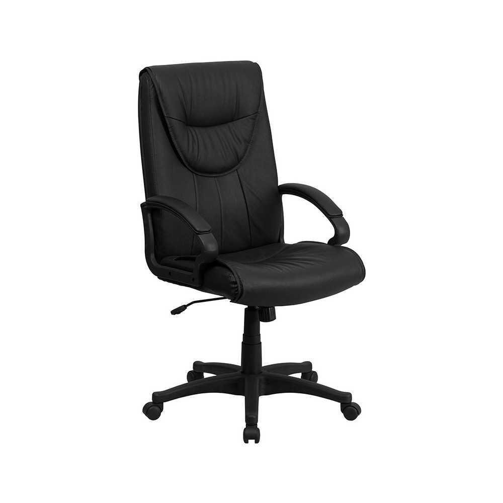 High Back Black Leather Executive Swivel Office Chair with Arms