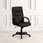 High Back Black Leather Executive Swivel Office Chair with Arms