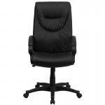 High Back Black Leather Executive Swivel Office Chair with Arms